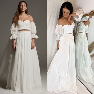 White by Vera Wang Two Piece Pleated Wedding Set in Size 2 - NWT